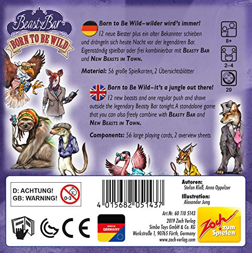 Zoch Beasty Bar Born to be Wild-Juego de Cartas, Multicolor (Simba 601105143)