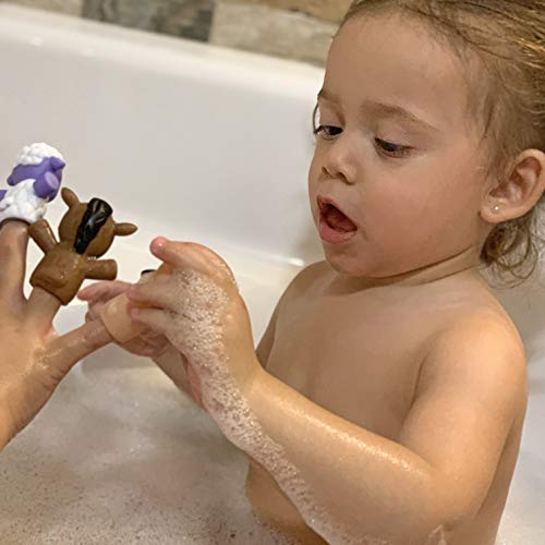 aeioubaby.com Marionetas de Dedo para niños y bebés | 5 Animales de Granja | Títeres de PVC Sin BPA | Juguetes para el baño | Muñecos de Mano, Cuentos