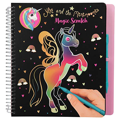 Depesche- Libro para Colorear Magic Scratch, Ylvi y los Unicornios Minimoomis, Aprox. 19,5 x 20 x 2 cm, Color carbón (10897)