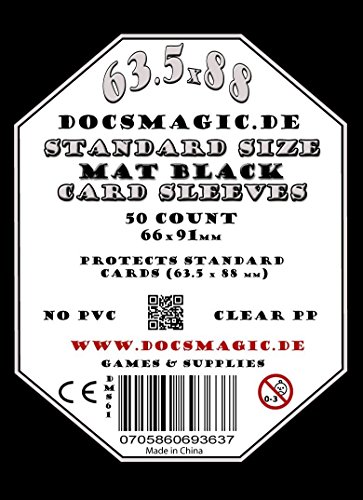 docsmagic.de 500 Double Mat Black Card Sleeves Standard Size 66 x 91 - Schwarz - 10 Packs