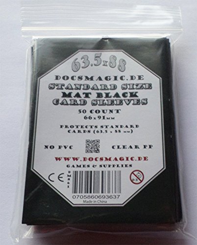 docsmagic.de 500 Double Mat Black Card Sleeves Standard Size 66 x 91 - Schwarz - 10 Packs