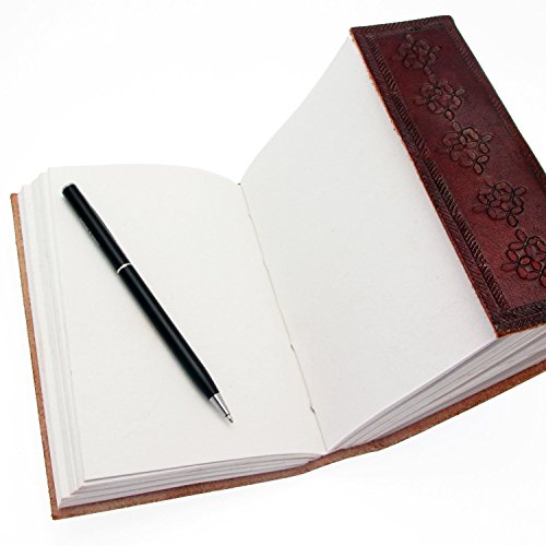 Hecha a mano, tamaño grande 8 "Piel repujada Celta Dos Cierres Azul Piedra Blank Personal diario cuaderno rellenable regalo