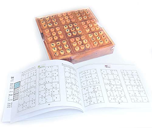 LOGICA GIOCHI Art. Sudoku de Madera - Rompecabezas Matemático - Multijuegos - Caja Plegable - con Folleto de 30 Juegos