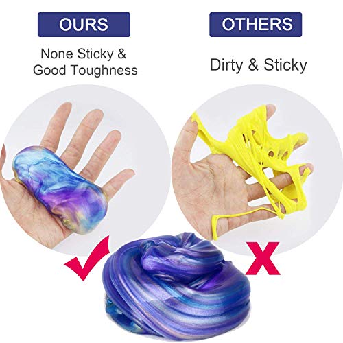 Luclay Galaxy Fluffy Slime Slime con 3 Contenedores en Forma de Huevos y Remolino de Stress Relief DIY Juguetes para niños Adultos