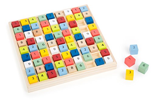small foot company- Sudoku Educate de Madera con Coloridos Cubos numéricos, Entrena la comprensión de los números. Juguetes, Multicolor (Small Foot by Legler 11164)