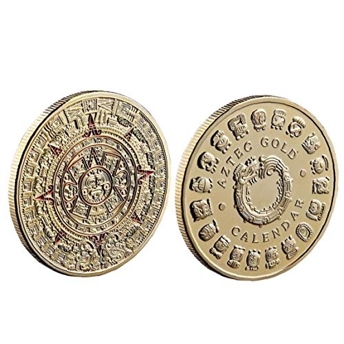 1pc De Colección Monedas De Oro Conmemorativa Calendario De La Moneda Mexicana Maya Azteca Moneda del Recuerdo Cultura Profecía