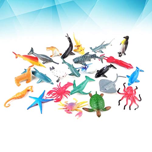 24pcs Juguetes educativos para niños Juguetes de simulación Modelos de animales marinos Mar Océano Animales Juguetes de plástico para animales Conjunto de modelos de exhibición (estilo mixto)