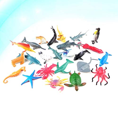 24pcs Juguetes educativos para niños Juguetes de simulación Modelos de animales marinos Mar Océano Animales Juguetes de plástico para animales Conjunto de modelos de exhibición (estilo mixto)