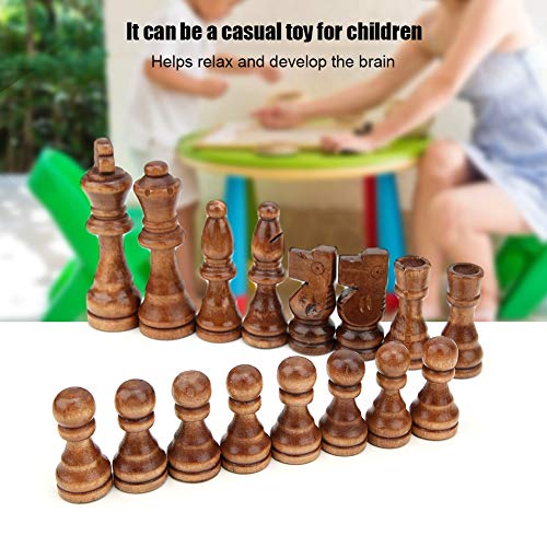32PCS Ajedrez internacionales de madera sin tablero, Torneo internacional de piezas de ajedrez portátiles Juego de juego de mesa de entretenimiento de piezas de ajedrez