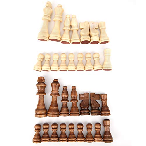 32PCS Ajedrez internacionales de madera sin tablero, Torneo internacional de piezas de ajedrez portátiles Juego de juego de mesa de entretenimiento de piezas de ajedrez