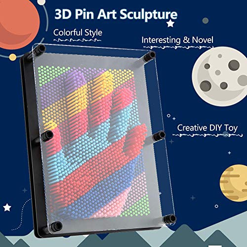 3D Pin Art Juego de Mesa Novela Pin Art Inspire Imagination Escritorio de Gran Tamaño desafío de Juguete Sentidos Pasadores de Escultura Juguetes Artesanales para Niños y Adultos(Black Large)