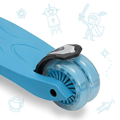 3StyleScooters® RGS-2 Patinete Scooter Tres Ruedas para Niños Niños de 5 Años o Más con Luces LED en Las Ruedas, Diseño Plegable, Manillar Ajustable, Peso Ligero (Azul)