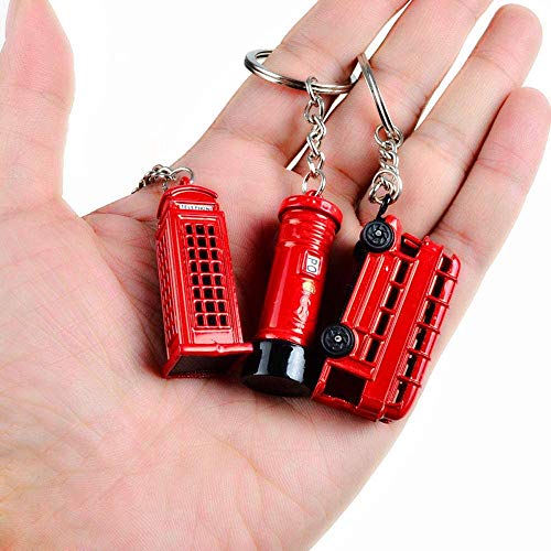 5 unids / Set, Regalo de Recuerdo de Londres Cabina telefónica roja Caja de Correo del Taxi Taxi Big Ben Modelo en Miniatura pequeño Llavero