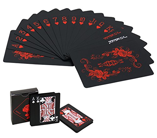54 cartas de póquer con diseño de rosas y fondo de flores. Herramienta clásica para trucos mágicos. Cartas de PVC impermeables.