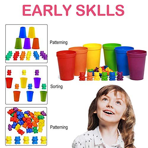 67 Piezas Juguetes para Niños Contar, Contar con los Osos de Colores coordinados Ordenación de Las Copas Montessori clasificación y conteo de Juguetes Educativos para Niños en Edad Preescolar
