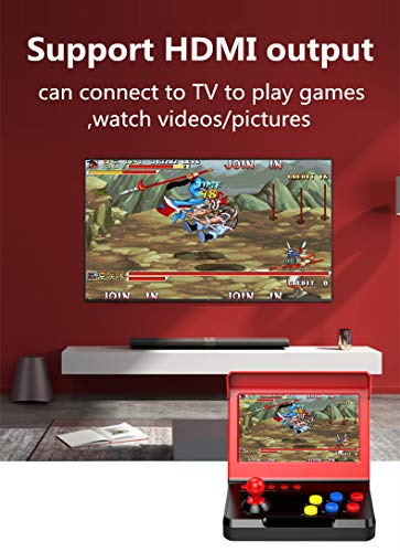 7.0 pulgadas Quad-core Multiplayer retro arcade game console 9000 juegos gratis mame/neogeo /cp1/cp2/bin/gba/gbc/gb/sfc/fc/smd Batería de litio de música de video ahorrable recargable (negro-rojo)