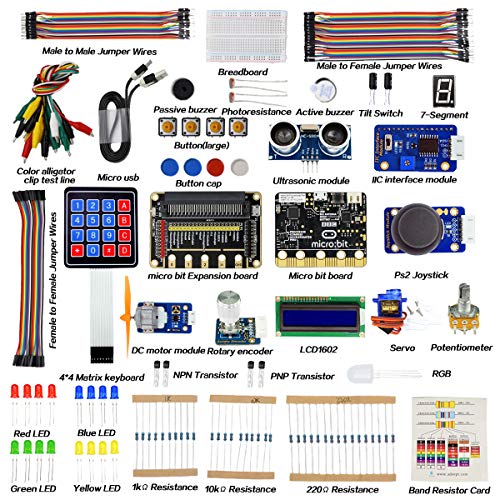 Adeept BBC Micro: Bit Starter Kit | Kit electrónico de micropuntas para Micro: Bit con 31 Projects Tutorial Book