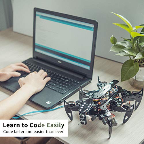 Adeept Hexapod Kit de robot de araña compatible con Arduino Android APP y Python GUI robot de araña caminar autoestabilizante basado en sensor giroscopio MPU6050 kit de robótica STEAM con manual & PDF
