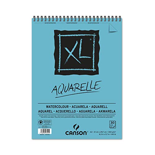 Álbum Espiral Microperforado, A4, 30 Hojas, Canson XL Aquarelle, Grano Fino 300g