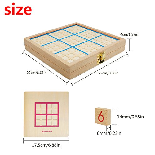 Andux Zone Sudoku Tablero Caja 3-en-1 De Madera Número de Lugar Juguete SD-03 (Azul)