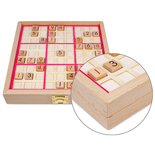 Andux Zone Sudoku Tablero Caja 3-en-1 De Madera Número de Lugar Juguete SD-03 (Rosado)