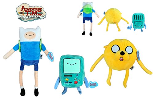 ATAT-1 Hora Aventura (Adventure Time) - Pack de 3 Peluches Finn (niño 45cm) + Jake (Perro Amarillo 30cm) y Beemo (22cm). Calidad Super Soft