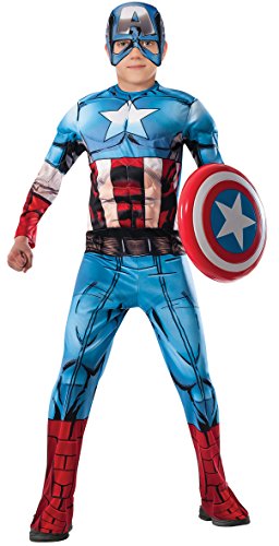 Avengers - Disfraz de Capitan America Premium para niño, 5-6 años (Rubies 620021-M)