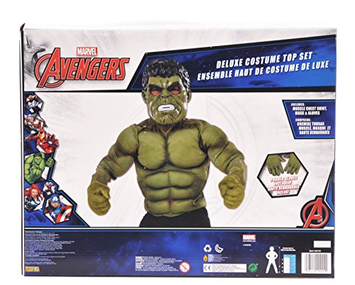 Avengers - Disfraz de Hulk infantil, con pecho, máscara y guantes, talla M (Rubie's Spain 34101)