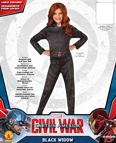 Avengers - Disfraz de Viuda Negra, Black Widow Classic para niña, talla 5-6 años (Rubie's 620767-M)