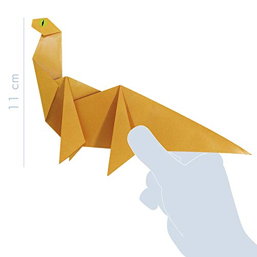 Avenue Mandarine KC040O - Caja creativa origami Initiation Dino con 40 hojas de papel origami, una tabla de pegatinas y 10 modelos de plegado