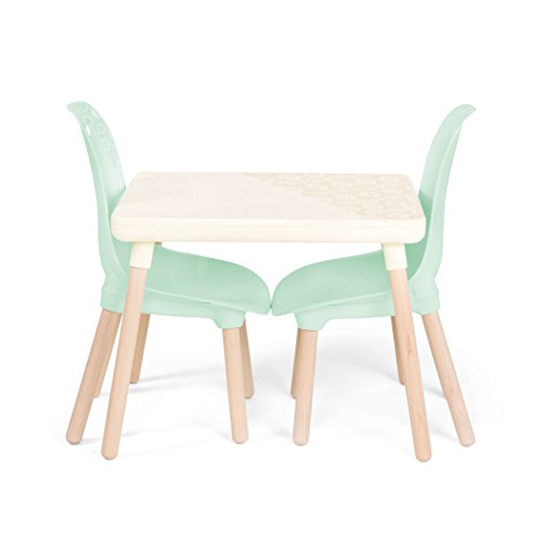 B. spaces by Battat BX1866C1Z - Juego de mesa y sillas para niños con patas de madera natural (marfil y menta)