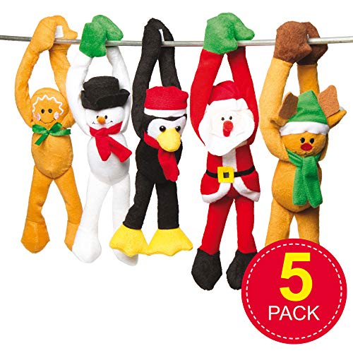 Baker Ross - Muñecos de peluche navideños para colgar - Un juguete suave, perfecto para calcetines y bolsas sorpresa invernales (pack de 5)