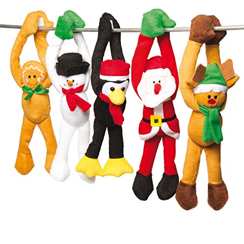 Baker Ross - Muñecos de peluche navideños para colgar - Un juguete suave, perfecto para calcetines y bolsas sorpresa invernales (pack de 5)