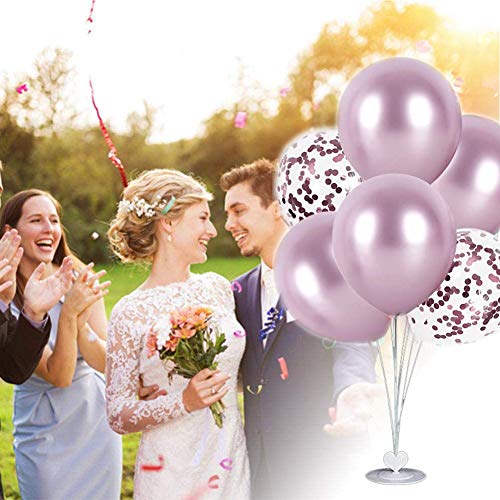 Balloon - Soporte de mesa transparente,Globos Claros Soporte Holder con 16 Globos,para globos de fiesta de cumpleaños y decoración de boda (Rosado)