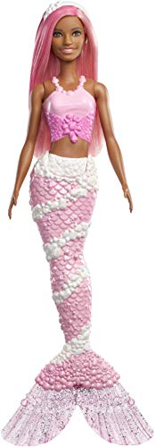 Barbie Dreamtopia - Muñeca Sirena con pelo y top rosa (Mattel FXT10)