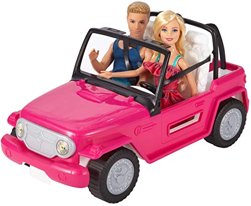 Barbie - Muñeco Ken y muñeca Barbie con su coche de playa, coche muñeca (Mattel CJD12)
