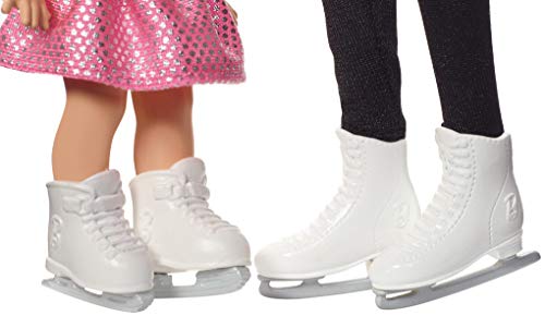 Barbie Quieo Ser Patinadora sobre hielo - Muñeca con niña y accesorios (Mattel FXP38)