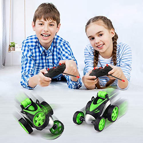 Baztoy - Motocicleta teledirigida para niños (3 4, 5, 6, 7, 8 años), rotación de 360 grados RC Car Mini coche juguete regalo niño niña juegos de iardin interior exterior