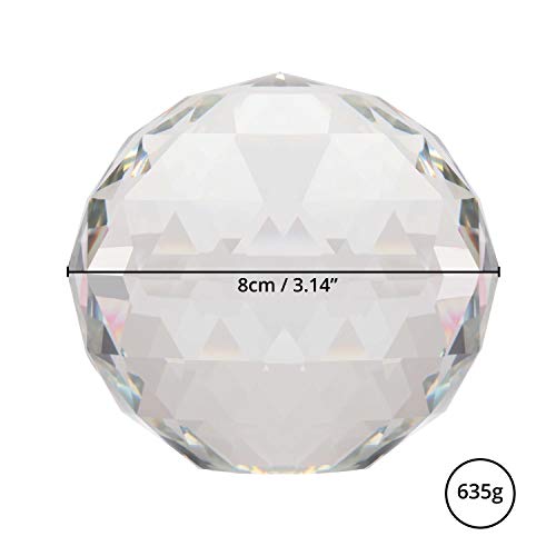 BELLE VOUS Prisma de Cristal K9 Esfera Facetada 8 cm - Prisma para Fotos Atrapaluz con Bolsa de Terciopelo, Paño de Microfibra y Caja de Regalo - Lente Transparente Meditación y Sanación
