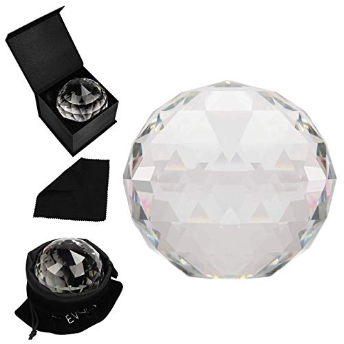 BELLE VOUS Prisma de Cristal K9 Esfera Facetada 8 cm - Prisma para Fotos Atrapaluz con Bolsa de Terciopelo, Paño de Microfibra y Caja de Regalo - Lente Transparente Meditación y Sanación