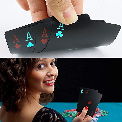 BETOY póker Naipes 2 Paquete Cartas de Poker Impermeables Cartas de póker de plástico Cartas magicas clásicas para niños y Adultos Mesa Juegos de Cartas(54 Piezas/Cubierta)