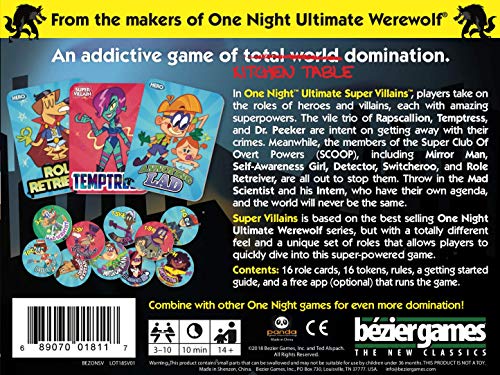 Bezier Games BEZ00031 One Night Ultimate Super Villains, Multicolor