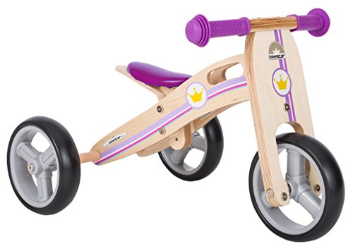 BIKESTAR 2 in 1 Bicicleta sin Pedales Madera para niños y niñas Bici Ajustable 7 Pulgadas | Bicicleta y Triciclo Mini a Partir de 1-1,5 años | 7" Edición Sport Violeta