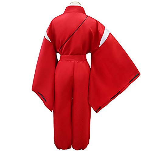 Bingchuan Anime Inuyasha Disfraz de Cosplay Kimono Rojo japonés Conjunto Completo con Collar de Peluca y Pulsera