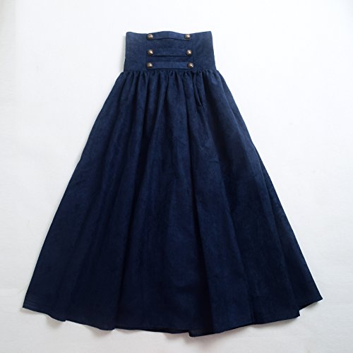 BLESSUME Gótico Lolita Steampunk Alto Cintura para Caminar Falda (Azul, M)