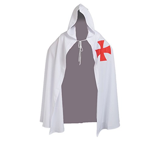 BLESSUME Templario Caballeros Disfraz Sayo Medieval Capa con Cruzar (Sin túnica y cinturón)
