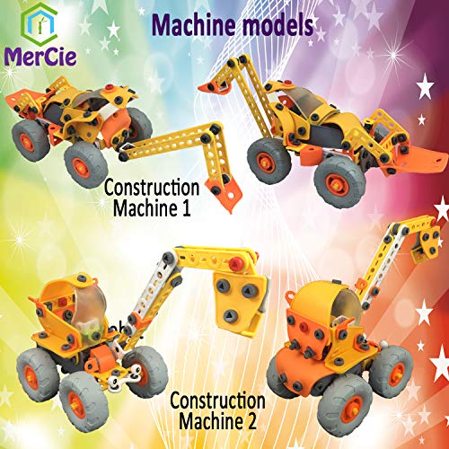 Bloques de construcción 6 en 1 | 205 piezas para construir un auto motocicleta máquina de construcción cohete | Juguete de ingeniería para niños 5 6 7 8 9 10+ años | Gran regalo para niños y niñas