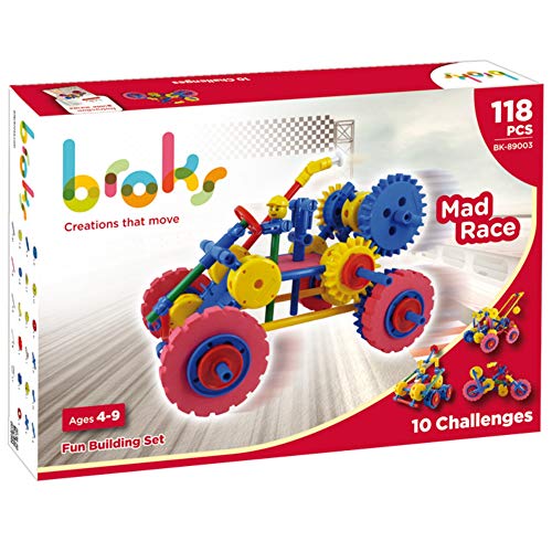 Broks Mad Race - Juego de construcción con 118 Piezas encajables incluidos Engranajes niños y niñas de 4 a 9 años
