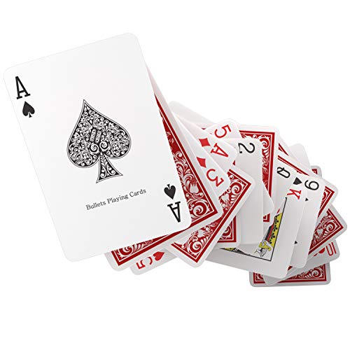 Bullets Playing Cards Cartas de juego de plastico. 2 x Baraja poker de medidas Bridge e índice Standard. Naipes Premium plastificadas ideales para Bridge, Skat, otros juegos y trucos de magia