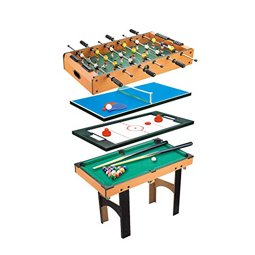 CalmaDragon Mesa Multijuegos 4 en 1 Billar, Medidas: 87 x 43 x 73cm. Ping Pong, Hockey y Futbolín Regalo ideal para toda la Familia